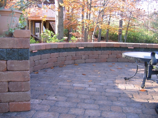 Brick Paver Patio and Wall with Lighting